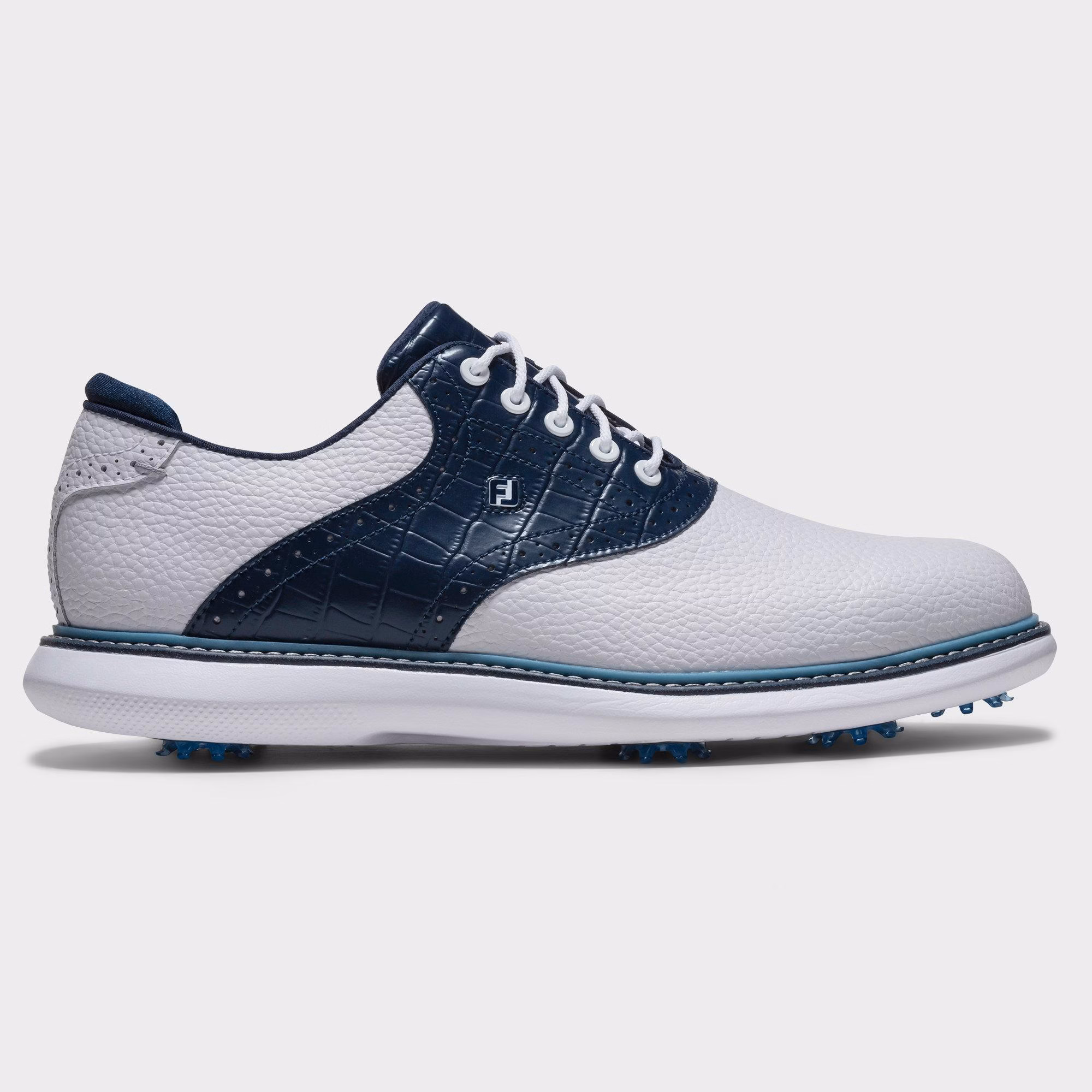 FOOTJOYMen's Traditions Saddle Spiked Golf Shoe - White/Navy