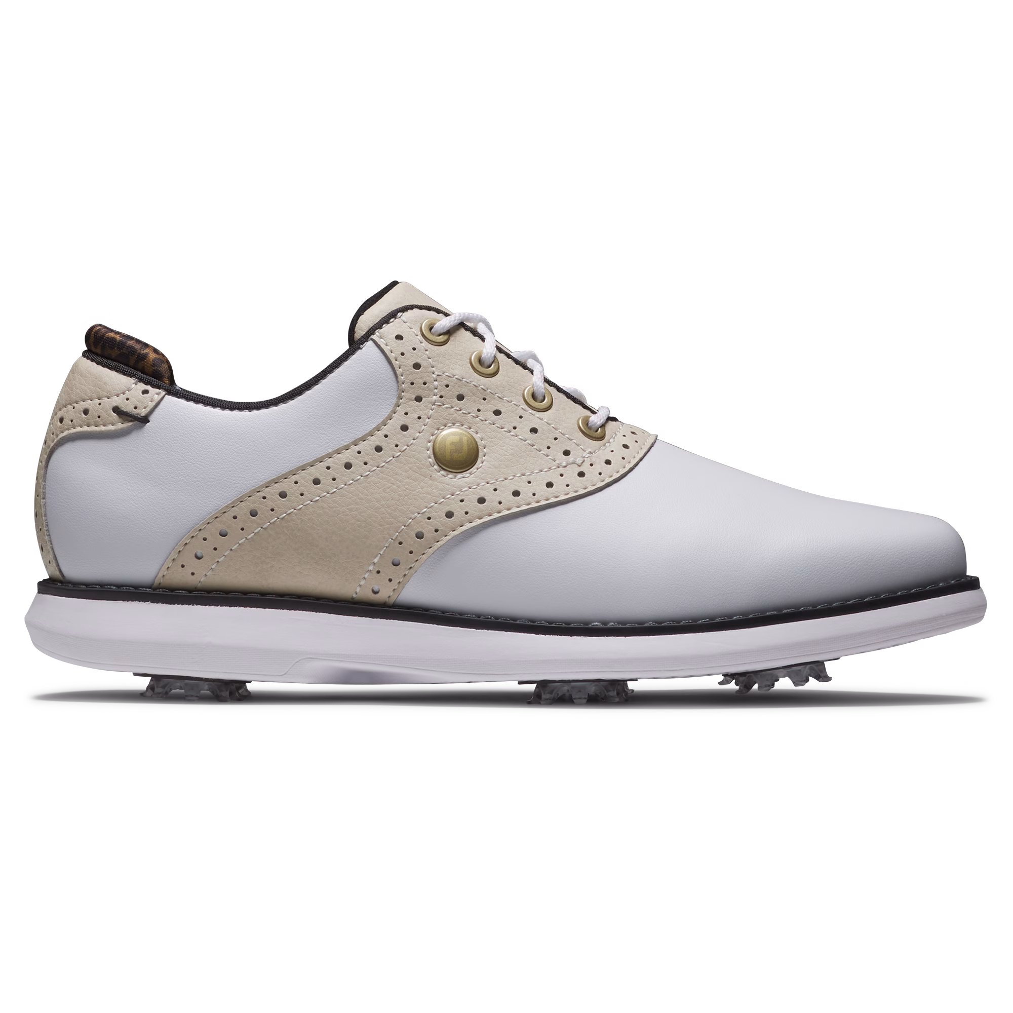 FOOTJOYPrior Generation - Women's Traditions Saddle Spiked Golf Shoe - White/Beige