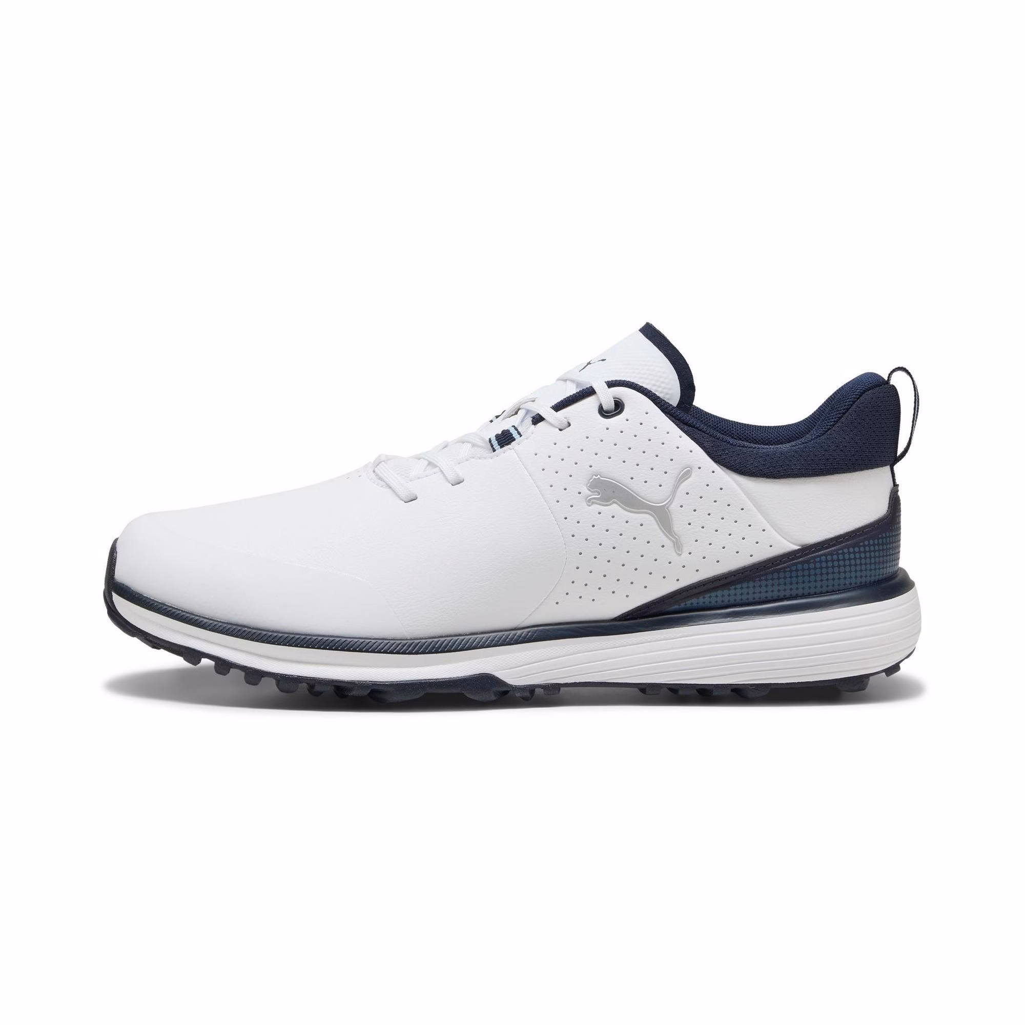 PUMAMen's Fusion Grip ST Spiked Golf Shoe - White/Navy (Wide)